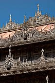 Myanmar - Mandalay, Shwenandaw Kyaung (the Golden Palace) a wonderful example of the Burmese unique teak architecture and wood-carving art.